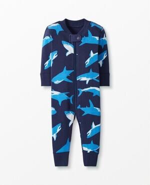 Hanna Andersson Organic Cotton Baby Shark Zip Sleeper 3-6M
